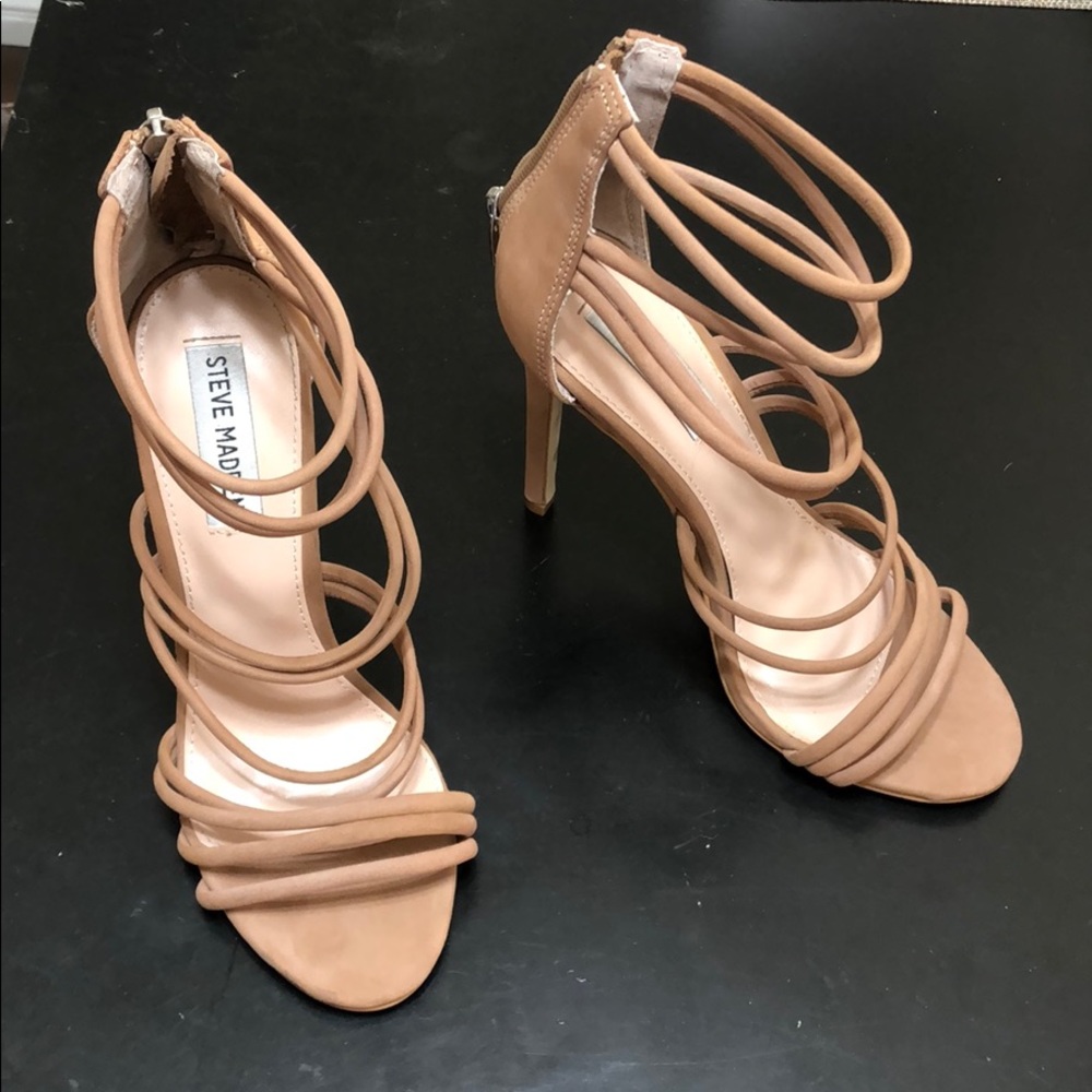 Steve Madden nude suede strappy sandal heels